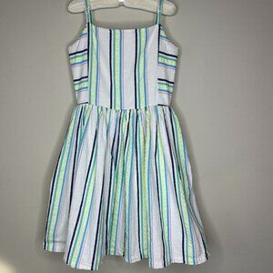 Mini Boden Girls Colorful Striped 100% Cotton Dress Size 9/10Y Summer Cottage